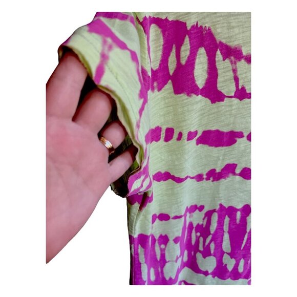 LISA TODD THE SHAKE UP Luxury Cotton Dress Split Neck Bright Colors Size Medium - Picture 5 of 10